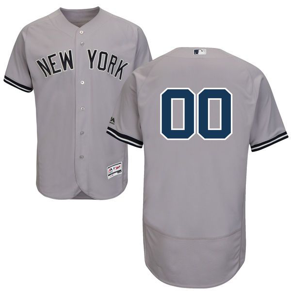 Men New York Yankees Majestic Road Gray Flex Base Authentic Collection Custom MLB Jersey